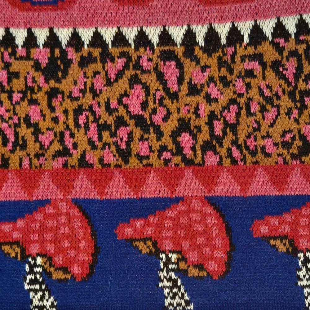 Farm Rio Hearts Mushrooms Leopard Knit A-Line Skirt Multicolor XL 302198 - Picture 3 of 12